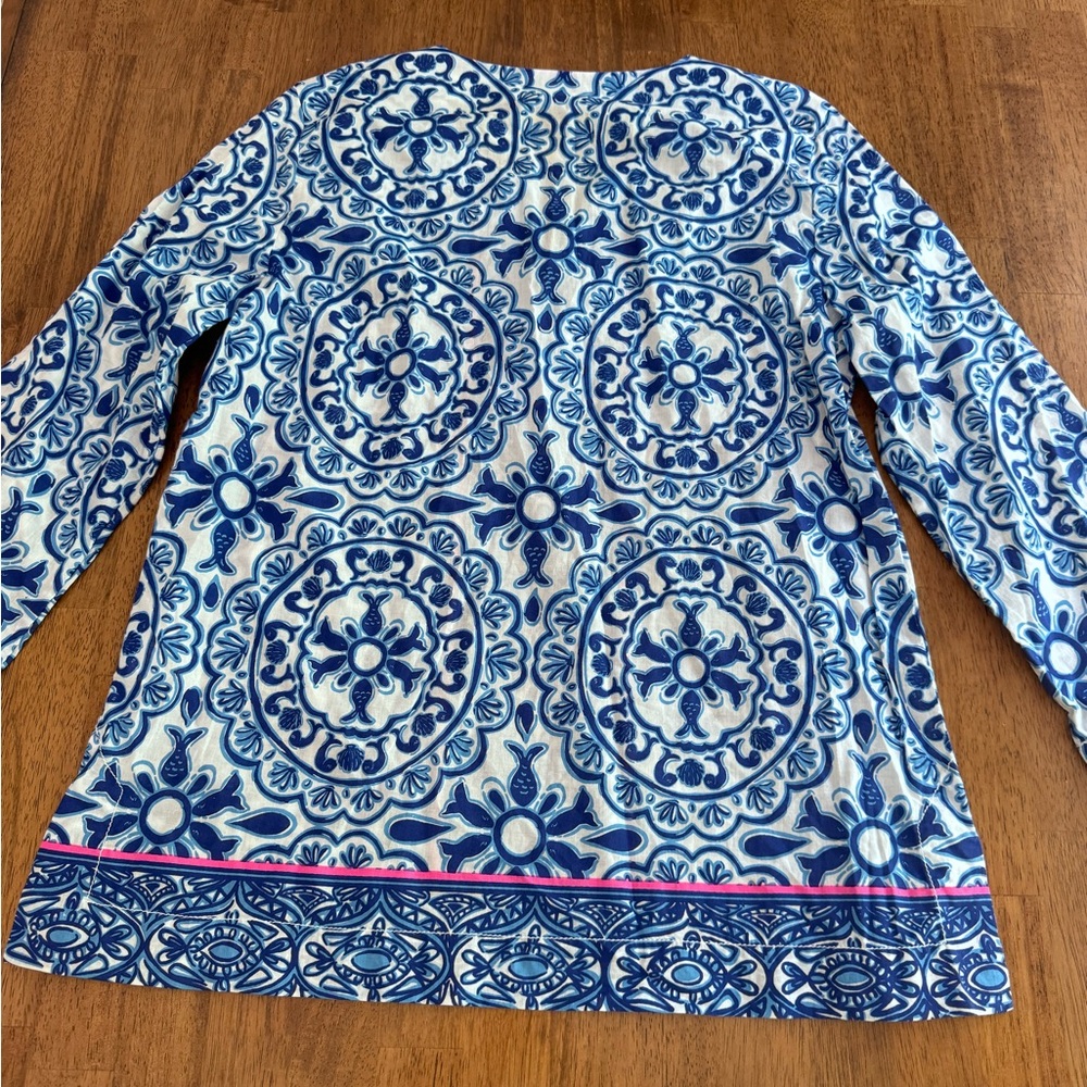 Lilly Pulitzer Amelia Island Tunic Top SZ M Resort White Pooling Around - Picture 5 of 15